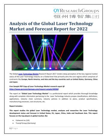 Analysis of the Global Laser Technology Market and Forecast Report for 2022
