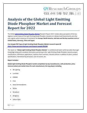 Analysis of the Global Light Emitting Diode Phosphor Market and Forecast Report for 2022