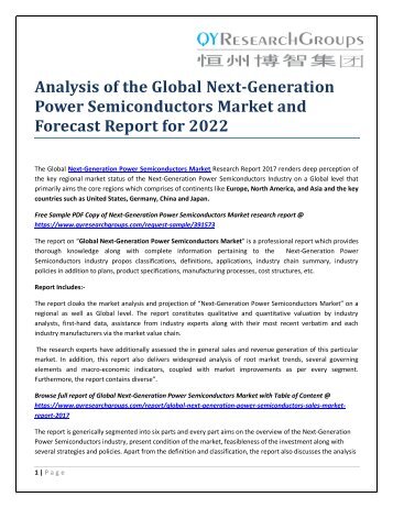 Analysis of the Global Next-Generation Power Semiconductors Market and Forecast Report for 2022