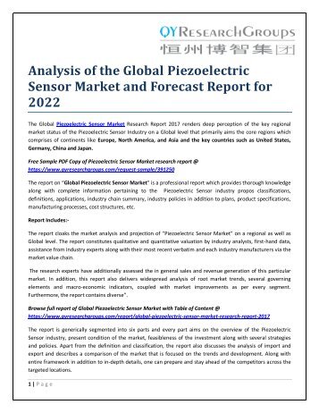 Analysis of the Global Piezoelectric Sensor Market and Forecast Report for 2022