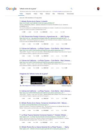 ALFREDO ROCHA DE LA GARZA - RESULTADOS DE LA BUSQUEDA EN GOOGLE MEXICO DEL TERMINO "ALFREDO ROCHA DE LA GARZA", CON 97