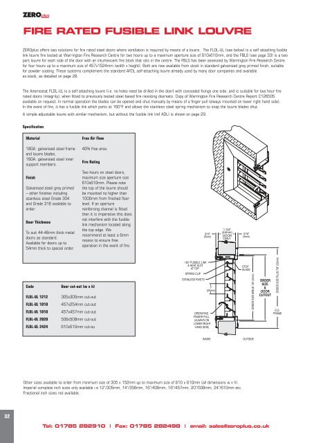 FIRE RATED FUSIBLE LINK LOUVRE