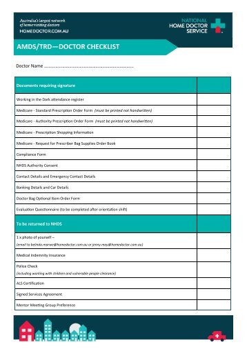 0.0 AMDS TRD Doctor Checklist