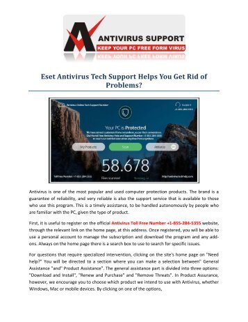 Contact Eset Antivirus Support Number +1-855-284-5355
