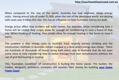 The Australian Condition of Energy Efficient Building Homes