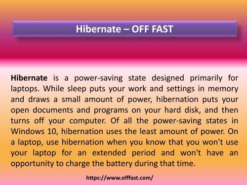 Hibernate - Off Fast