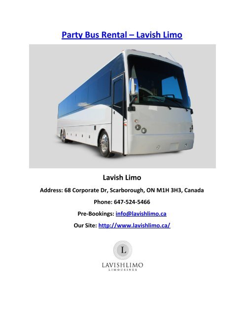 Party Bus Rental - Lavish Limo - Toronto