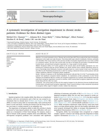 Claessen - navigation impairment evidence for 3 distinct types