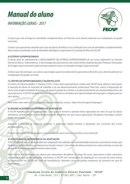 Manual do Aluno Graduação FECAP 2º Semestre de 2017 