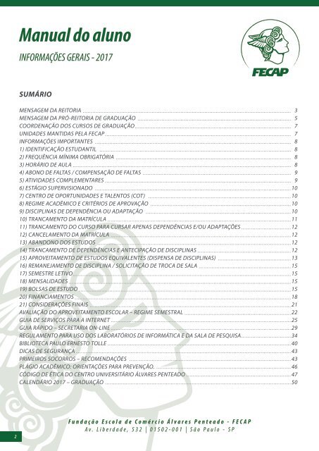 Manual do Aluno Graduação FECAP 2º Semestre de 2017 