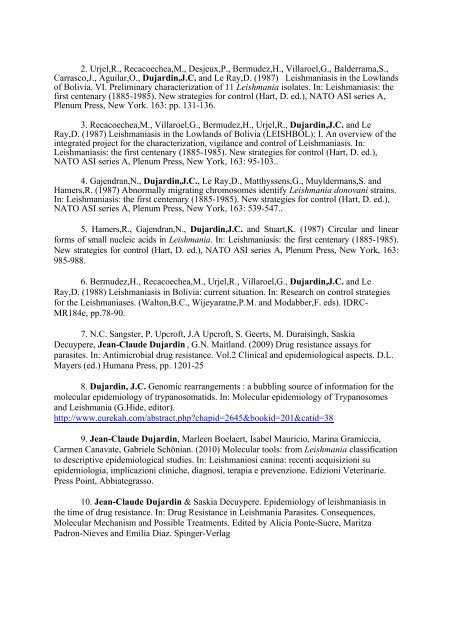 Dujardin JC. Complete list of publications In chronological order ...