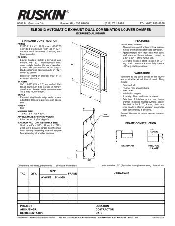 elbd813 automatic exhaust dual combination louver damper