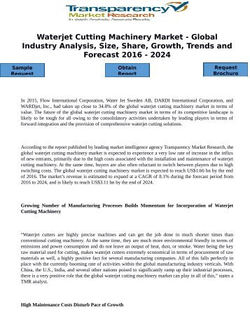 Waterjet Cutting Machinery Market - Global Industry Analysis, Size, Share, Growth, Trends and Forecast 2016 - 2024