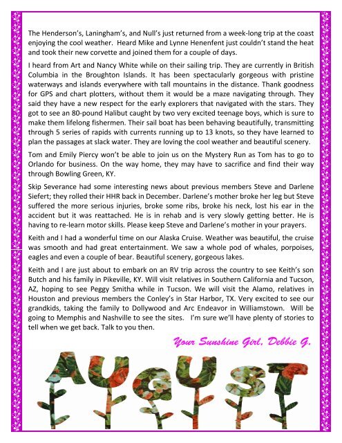 Central Valley Corvettes Newsletter - August 2017