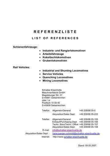 referenzliste listofreferences - Schalker Eisenhütte Maschinenfabrik ...