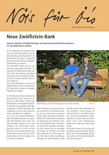 Neue Zwölfistein-Bank - Wernetshausen