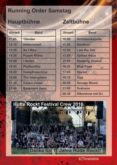 Hütte Rockt Festival 11 - Programmheft