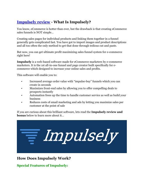 Impulsely review demo - Impulsely FREE bonus