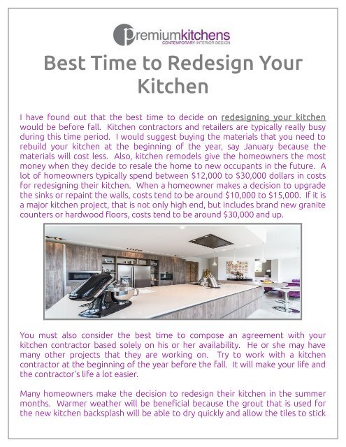 Best Time to Redesign Kitchen