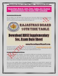 Rajasthan Board 10th Time Table