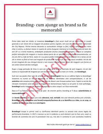 Branding - Cum ajunge un brand sa fie memorabil