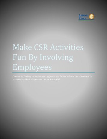 Make CSR activities fun by involving employees