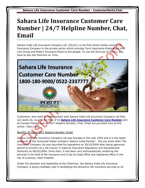 Sahara Life Insurance Customer  Care Number -24-7 Helpline Number, Chat, Email (1)