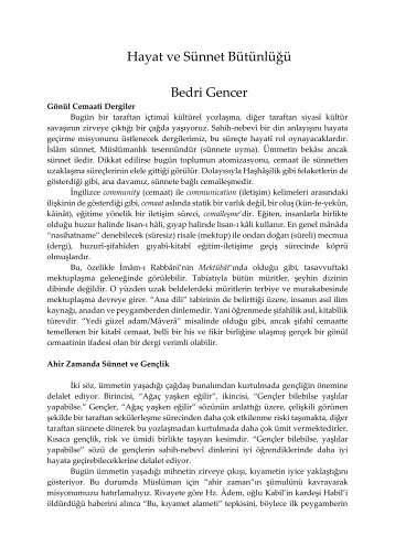 Bedri Gencer-Hayat ve Sunnet Butunlugu