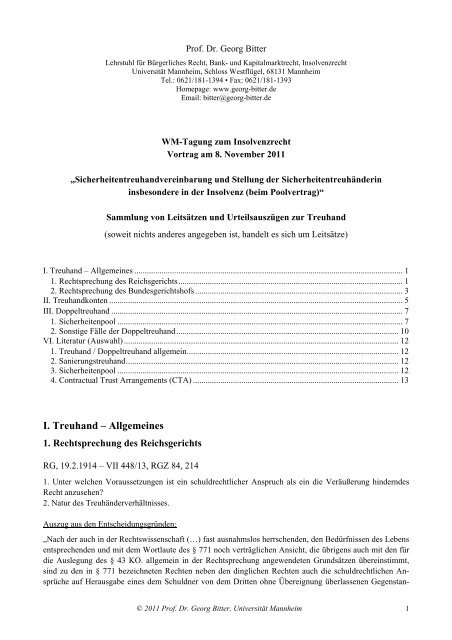 Prof. Dr. Georg Bitter - Lehrstuhls fr Brgerliches Recht, Bank ...