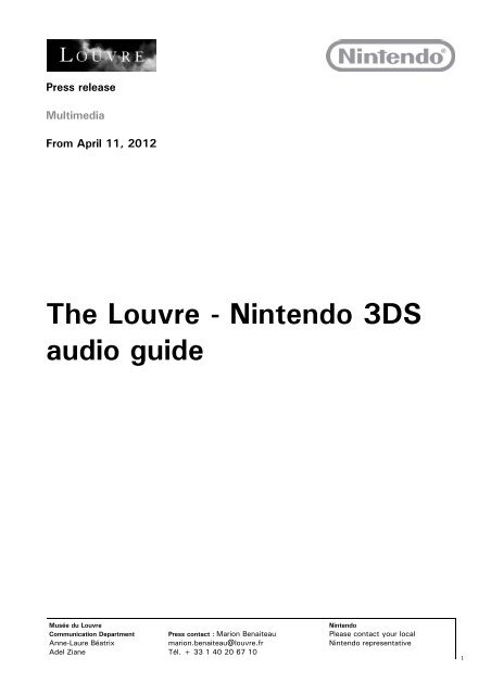 Nintendo 3DS Audio Guide - Musée du Louvre