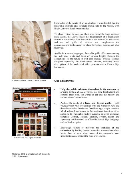 Nintendo 3DS Audio Guide - Musée du Louvre