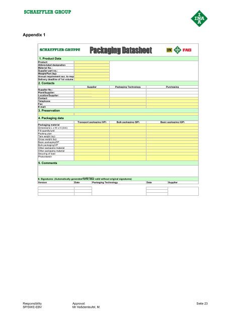 Packaging Handbook for  Suppliers Specification ... - Schaeffler Group