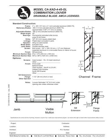 MODEL CA-XAD-4-45-GL COMBINATION LOUVER