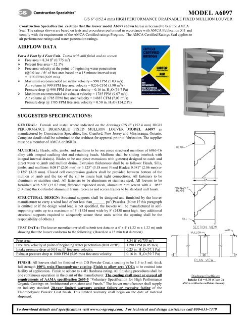 model a6097 Construction Specialties Inc