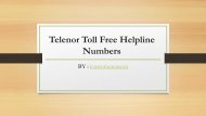 Telenor Toll Free Customer Helpline Numbers
