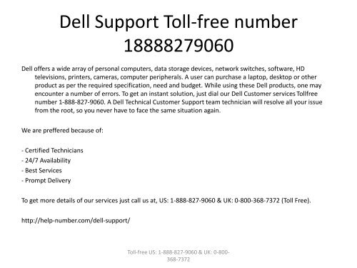 Dell Customer Service Number 18888279060