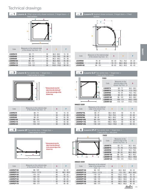 ref. 6 Louvre 2P+F Two section door, 1 hinged door + 1 ... - Novellini