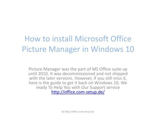 How To Install Microsoft Office Picture Manager In