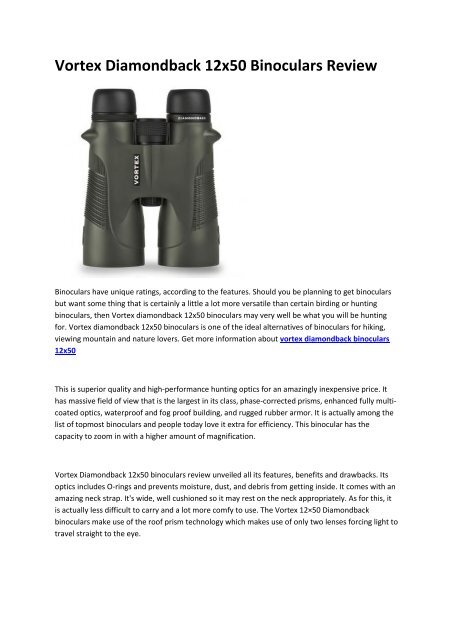vortex diamondback binoculars 12x50