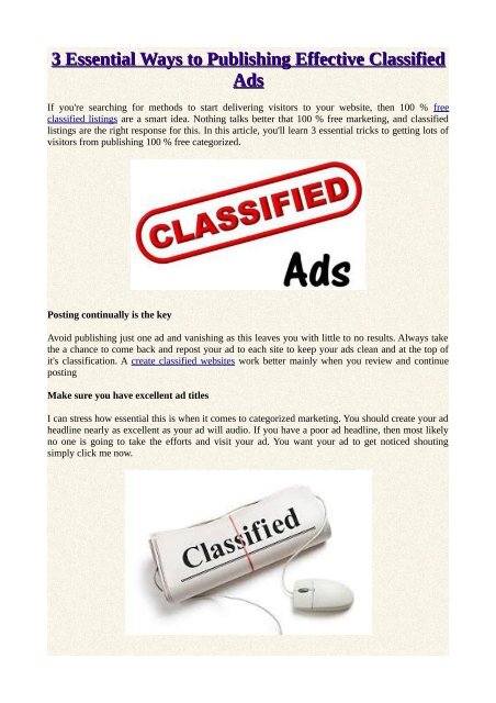 3 Essential Ways to Publishing Effective Classified Ads