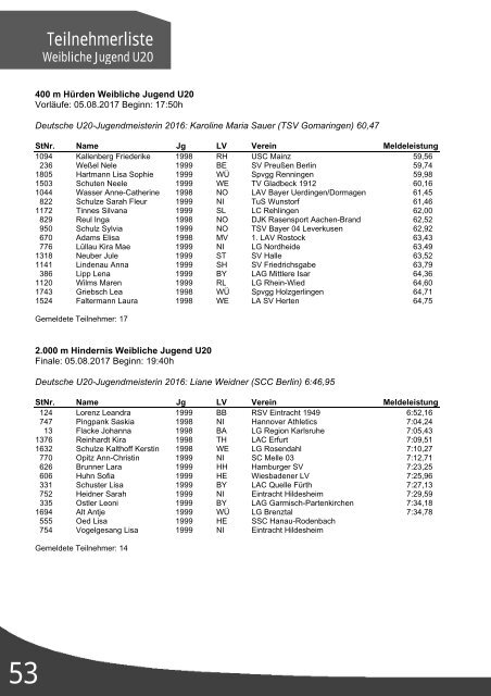 Programmheft DJM Ulm 2017