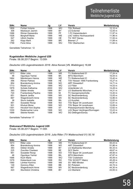 Programmheft DJM Ulm 2017