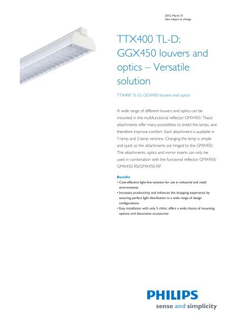 TTX400 TL-D, GGX450 louvers and optics - Philips
