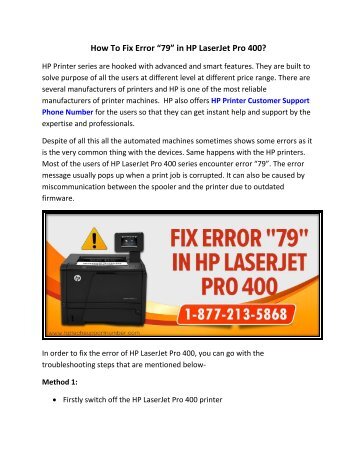 Fix Error “79” in HP LaserJet Pro 400
