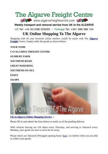 UK Online Shopping To The Algarve