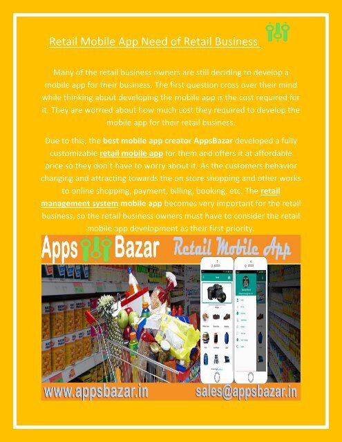 Retail Mobile App Need of Retail Business