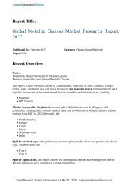 Global Metallic Glasses Market Research Report 2017