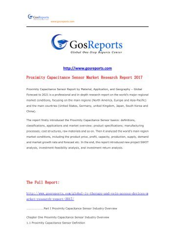 www.gosreports.com  Proximity Capacitance Sensor Market Research Report 2017