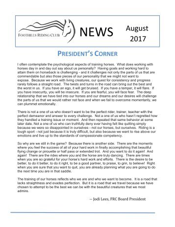 August 2017 FRC Member Newsletter