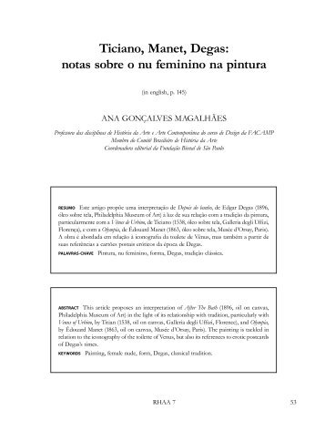 Ticiano, Manet, Degas: notas sobre o nu feminino na ... - Unicamp